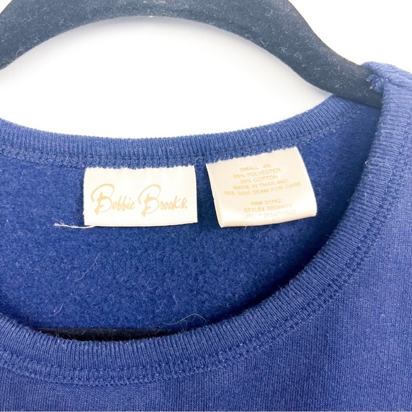 Bobbie Brooks Blue Vintage Style Textured Christmas Holiday Sweater - Picture 3 of 14